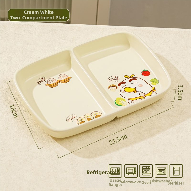 Jaotatud hommikusöögi taldrik jaotustestidega, portsioneeritud keraamiline taldrik täiskasvanutele, ühe inimese portsjon, kaasaegne minimalism, uus hiina stiil