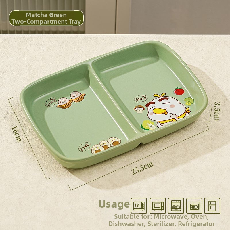 Jaotatud hommikusöögi taldrik jaotustestidega, portsioneeritud keraamiline taldrik täiskasvanutele, ühe inimese portsjon, kaasaegne minimalism, uus hiina stiil