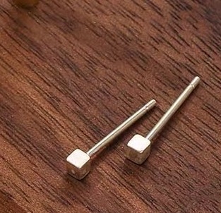 Обеци от сребро 925, геометричен дизайн, полирани, ушна игла от чисто сребро