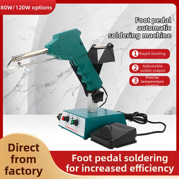 Kāju pedāļa lodēšanas stacija ar pastāvīgu/regulējamu temperatūru un automātisku tinuma padevi, nerūsējošs tērauds, 24V, 80–120W