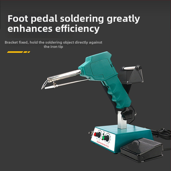 Kāju pedāļa lodēšanas stacija ar pastāvīgu/regulējamu temperatūru un automātisku tinuma padevi, nerūsējošs tērauds, 24V, 80–120W