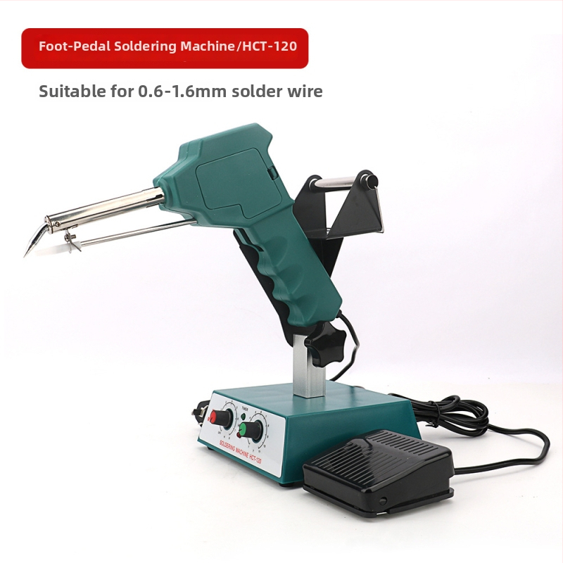 Kāju pedāļa lodēšanas stacija ar pastāvīgu/regulējamu temperatūru un automātisku tinuma padevi, nerūsējošs tērauds, 24V, 80–120W