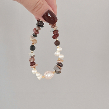 Гривна с неправилни перли и естествени камъни, кристални мъниста, 24K златно електроплатено, геометрична форма