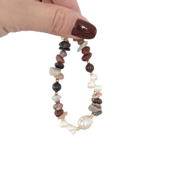 Гривна с неправилни перли и естествени камъни, кристални мъниста, 24K златно електроплатено, геометрична форма