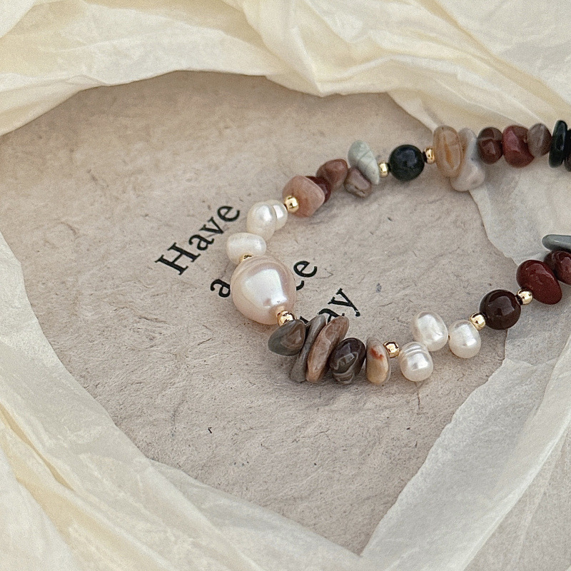 Гривна с неправилни перли и естествени камъни, кристални мъниста, 24K златно електроплатено, геометрична форма