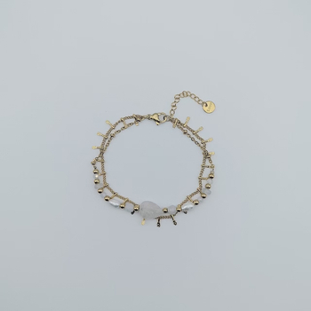 Гривна - Женска бохемска гривна от естествен камък, двуслоен ромбов синджир, ръчна изработка от титановата стомана, произход Yiwu, есен 2025