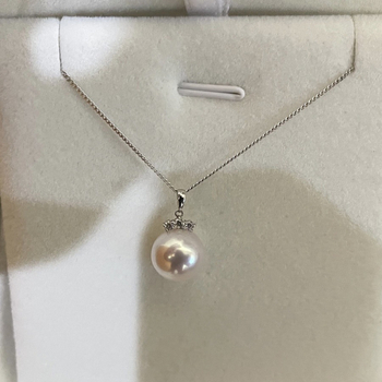 Μενταγιόν από ασήμι 925 με μαργαριάρια γλυκού νερού, κύκλικό σχήμα, υφαντή τεχνική, vintage στυλ