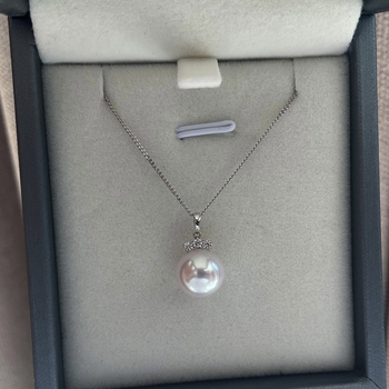 Μενταγιόν από ασήμι 925 με μαργαριάρια γλυκού νερού, κύκλικό σχήμα, υφαντή τεχνική, vintage στυλ