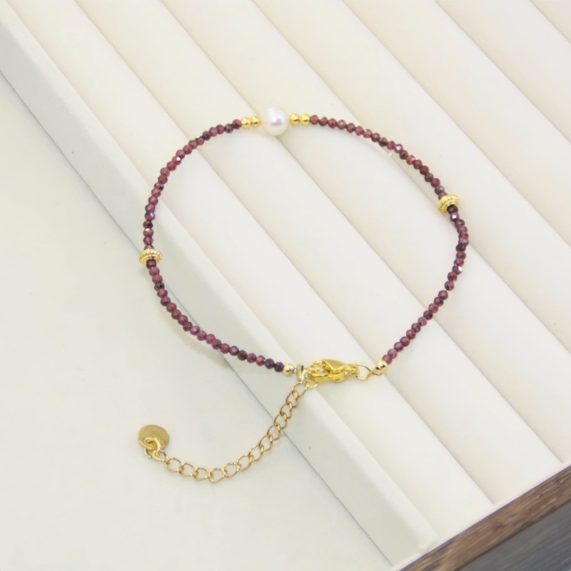 Геометрична гривна от аметист - естествен камък, за жени, оригинален дизайн