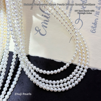 Колие от пресноводни перли с идеално кръгли перли, 925-сребърни детайли, ръчно ковано, стил вдъхновен от природата