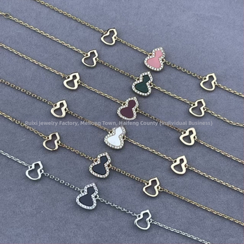 Гривна с форма на тиква от позлатена медна основа, ахат и малахит, 18K розово злато покритие, за жени