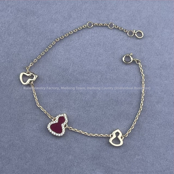 Гривна с форма на тиква от позлатена медна основа, ахат и малахит, 18K розово злато покритие, за жени