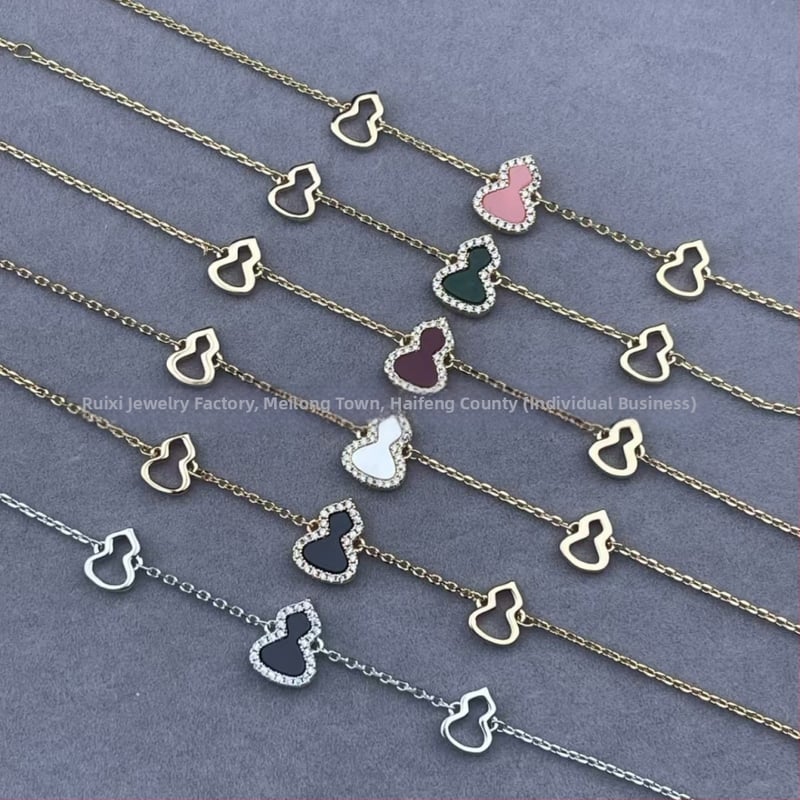 Гривна с форма на тиква от позлатена медна основа, ахат и малахит, 18K розово злато покритие, за жени