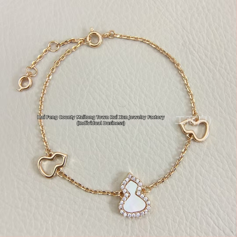 Гривна с форма на тиква от позлатена медна основа, ахат и малахит, 18K розово злато покритие, за жени