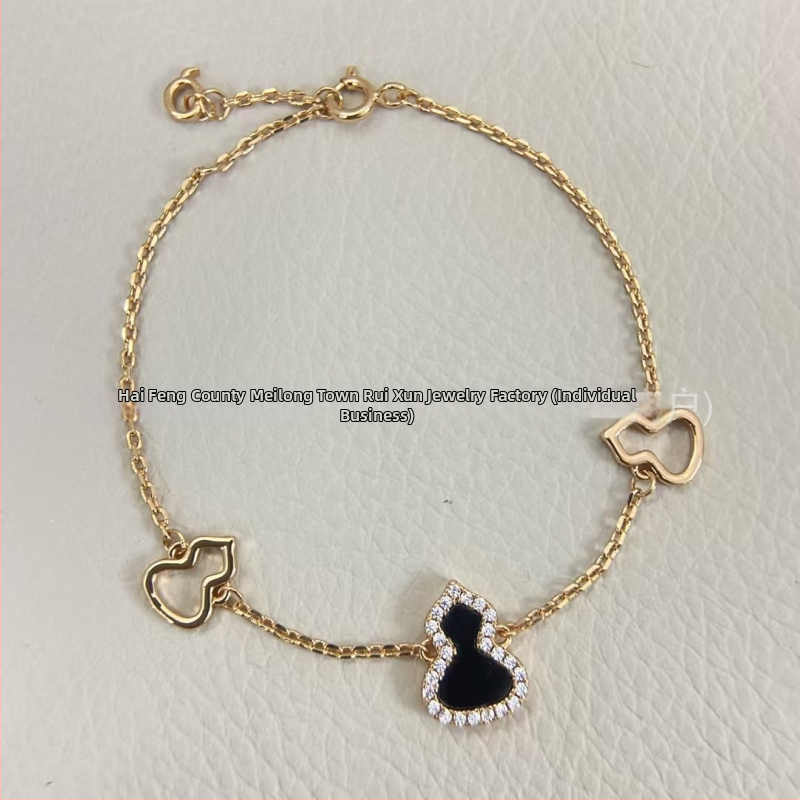 Гривна с форма на тиква от позлатена медна основа, ахат и малахит, 18K розово злато покритие, за жени