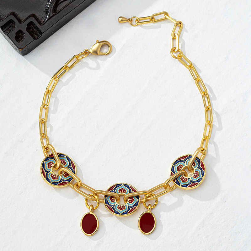 Гривна Dopamine Oil Drop, медна, ромбовидна форма, електролитна обработка, женски стил сладък и прохладен, зима 2025