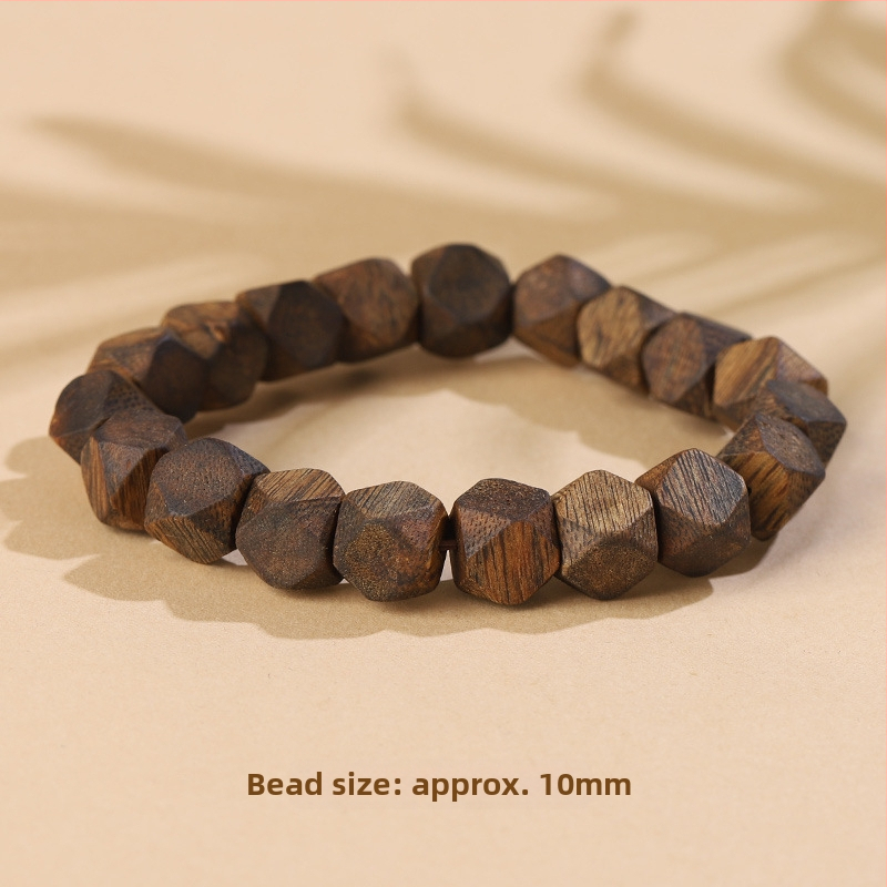 Гривна от агарово дърво с диамантени мъниста – унисекс, фина изработка, аксесоар за ръка