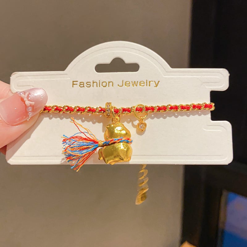 Гривна от мед с висулка конче и циркони, 24K златно покритие, луксозна женска бижутерия с мотив животински зодия