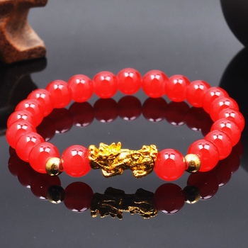 Гривна със стъклени мъниста, полирана, унисекс, китайски стил, мотив животински/зодия