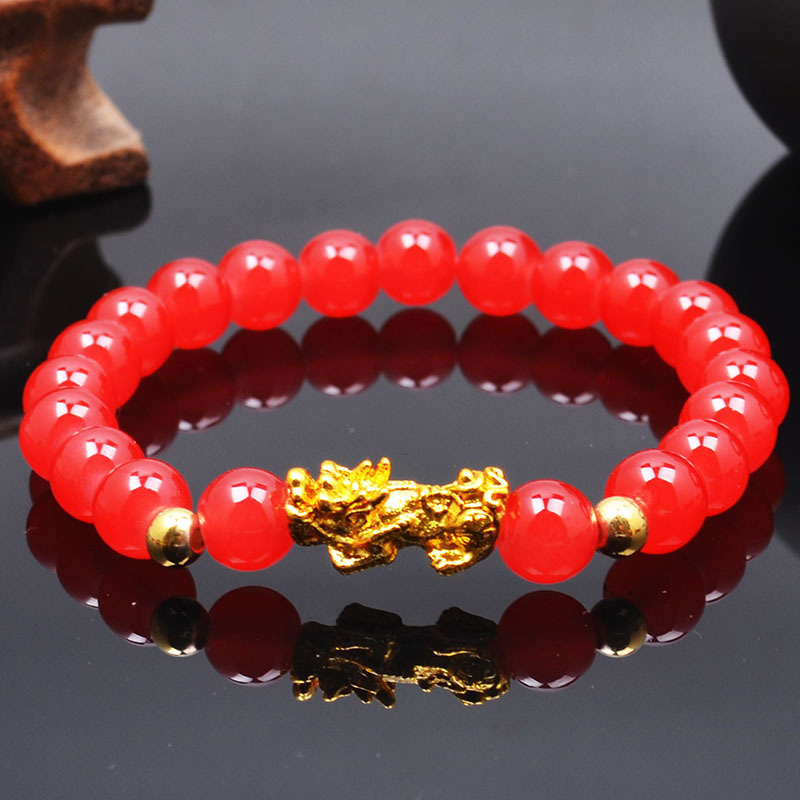 Гривна със стъклени мъниста, полирана, унисекс, китайски стил, мотив животински/зодия