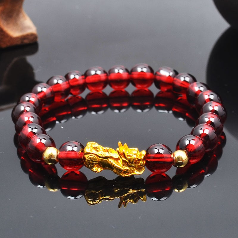 Гривна със стъклени мъниста, полирана, унисекс, китайски стил, мотив животински/зодия
