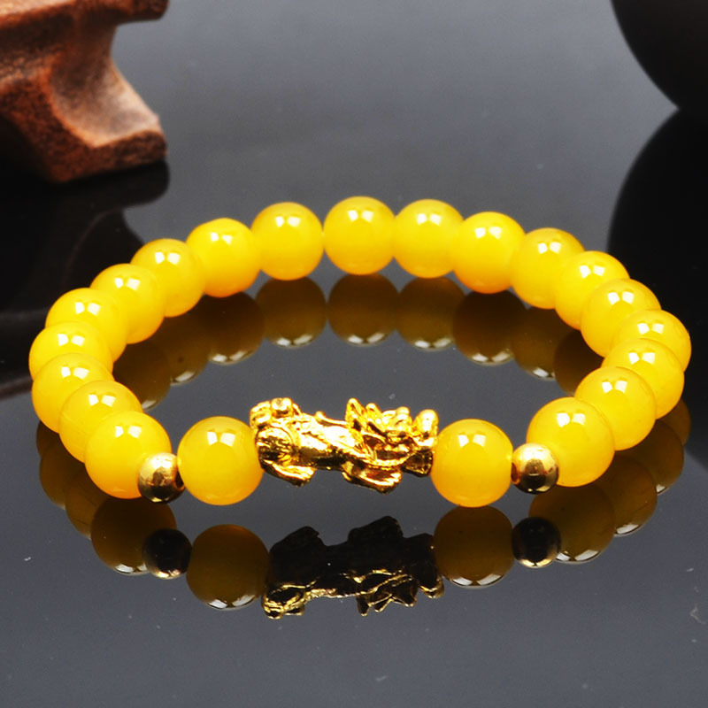 Гривна със стъклени мъниста, полирана, унисекс, китайски стил, мотив животински/зодия