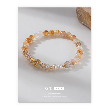 Гривна с мъниста от цитрин, геометрични кристали, електроплатиране, дамски стил