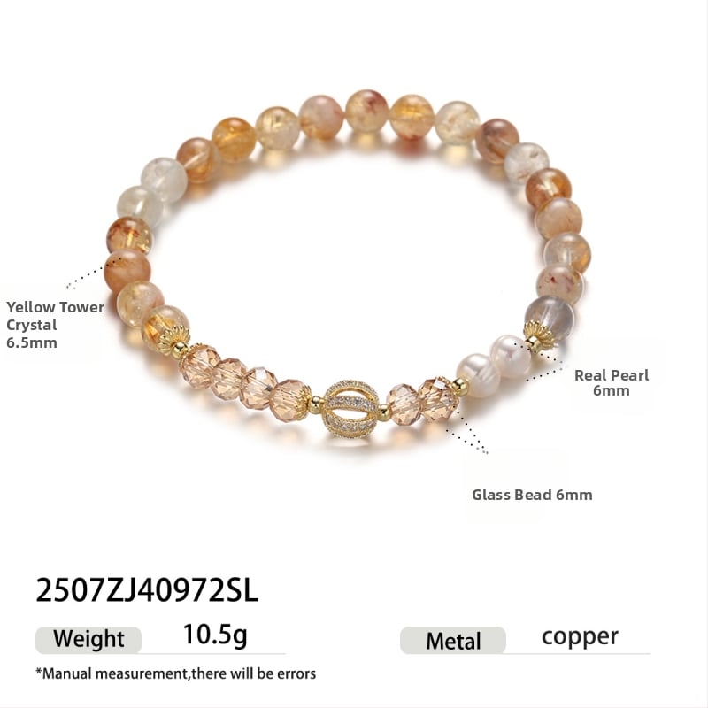 Гривна с мъниста от цитрин, геометрични кристали, електроплатиране, дамски стил