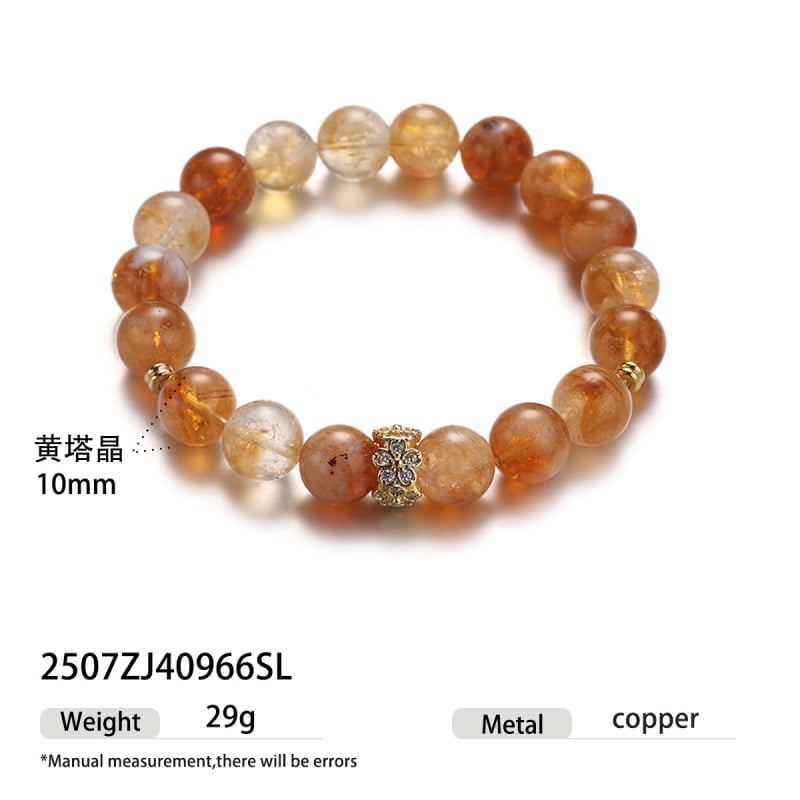 Гривна с мъниста от цитрин, геометрични кристали, електроплатиране, дамски стил