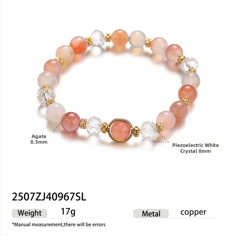 Гривна с мъниста от цитрин, геометрични кристали, електроплатиране, дамски стил