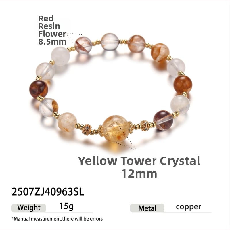 Гривна с мъниста от цитрин, геометрични кристали, електроплатиране, дамски стил