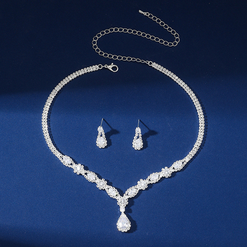 Jinxi set naušnica i ogrlice s kristalnim rhinestones i zirkonima, elektroplatina završna obrada, vintage moderni stil za žene