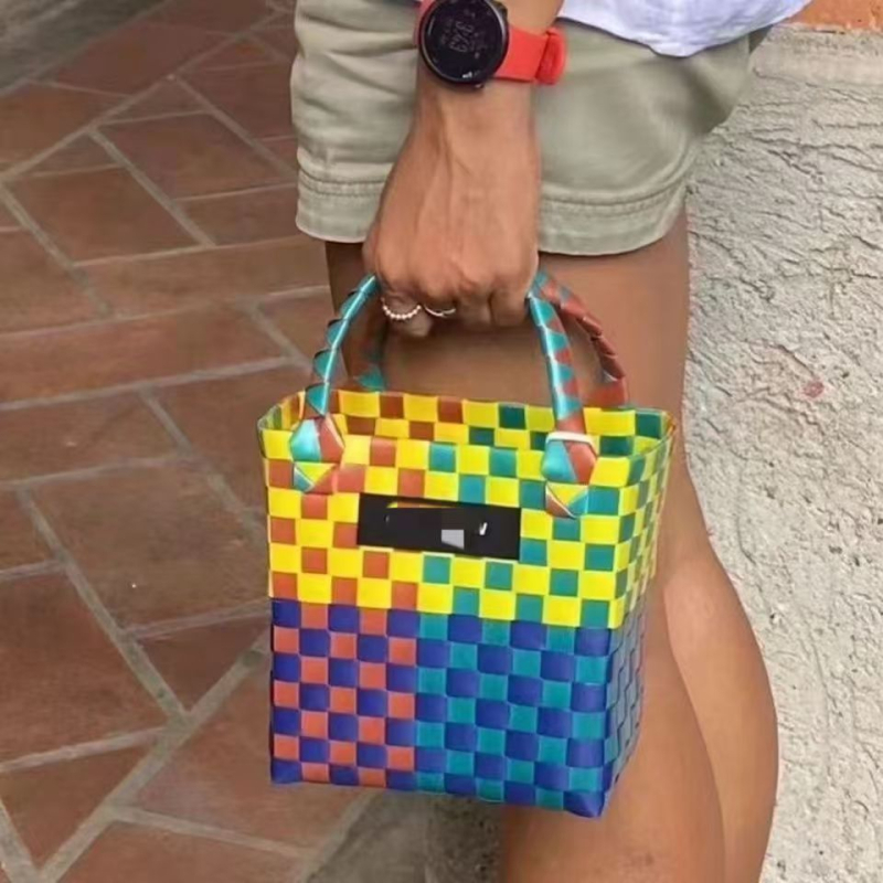 Τσάντα Tote από PP, στυλ δρόμου, οριζόντια τετράγωνη μορφή, χωρίς επένδυση