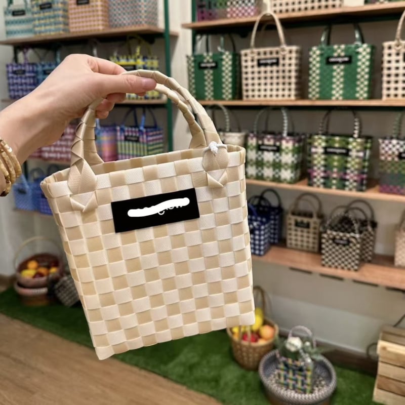 Τσάντα Tote από PP, στυλ δρόμου, οριζόντια τετράγωνη μορφή, χωρίς επένδυση