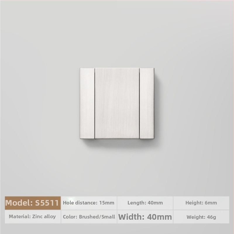 Plakana slēpta roktura no cinka sakausējuma piemērota skapja durvīm un atvilktnēm, anodizēts pārklājums, moderns minimālisms