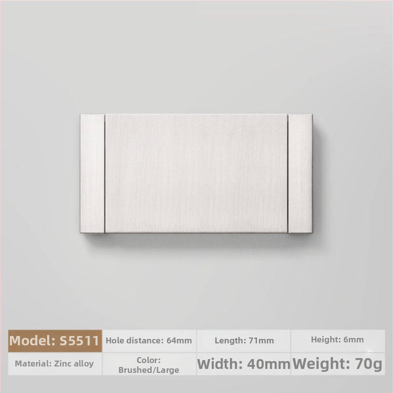 Plakana slēpta roktura no cinka sakausējuma piemērota skapja durvīm un atvilktnēm, anodizēts pārklājums, moderns minimālisms