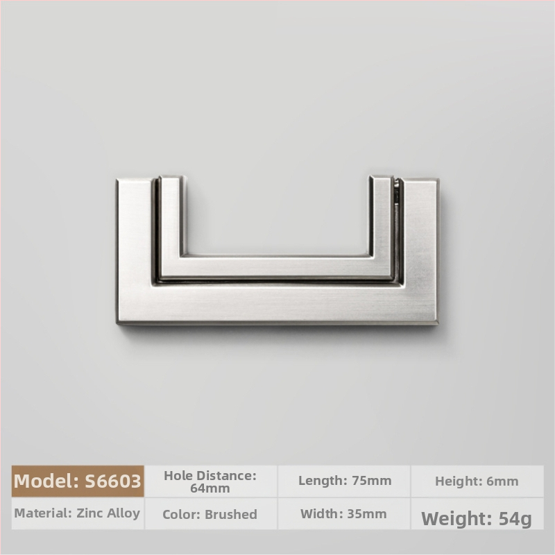 Plakana slēpta roktura no cinka sakausējuma piemērota skapja durvīm un atvilktnēm, anodizēts pārklājums, moderns minimālisms