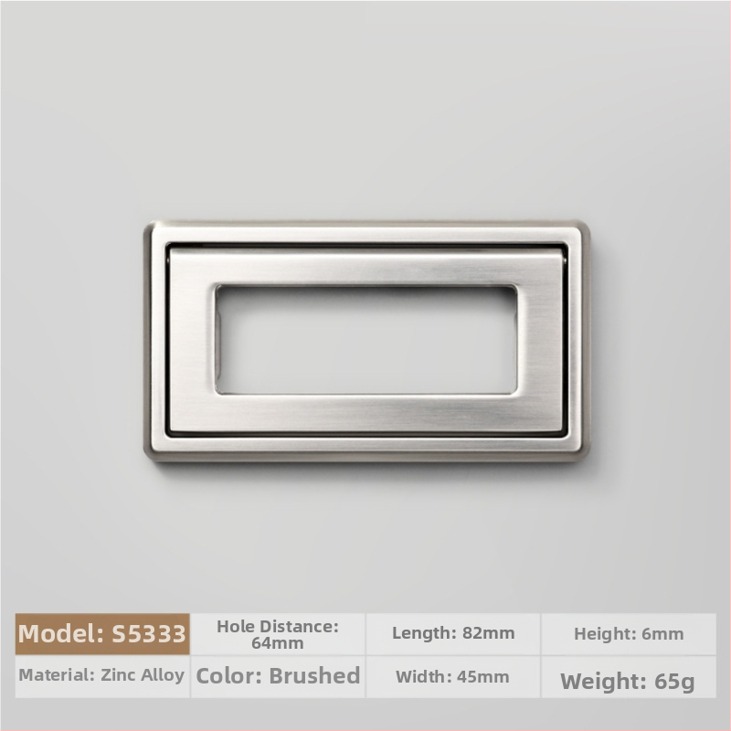 Plakana slēpta roktura no cinka sakausējuma piemērota skapja durvīm un atvilktnēm, anodizēts pārklājums, moderns minimālisms