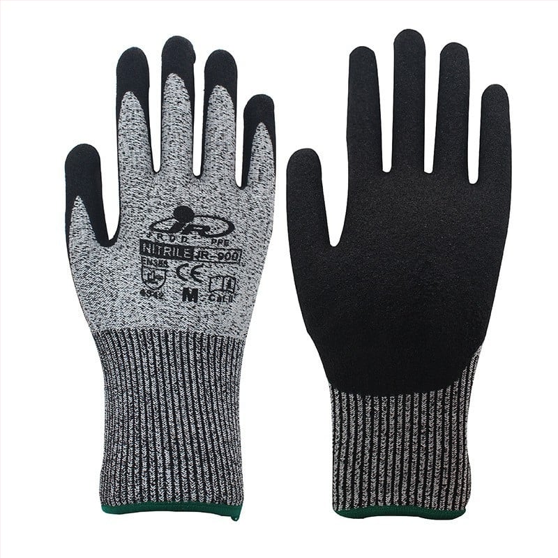 Γάντια πλεκτά αντικοπτικά από ίνες HPPE, πέντε επιπέδων αντοχής στην τριβή, για μηχανική μεταποίηση, βιομηχανική κοπή, φροντίδα κήπων και επισκευές αυτοκινήτων