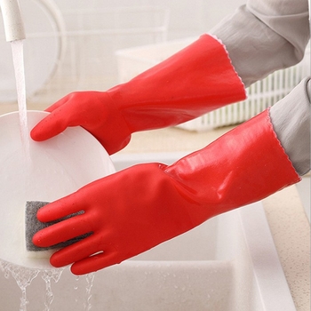 Γάντια εργασίας Chunlei 969-40 με επένδυση φλίς, PU αντίκρισμα κατά του κρύου, αντιολισθητικά, μακρυά και παχυνόμενα, latex γάντια για οικιακές δουλειές και πλύσιμο πιάτων