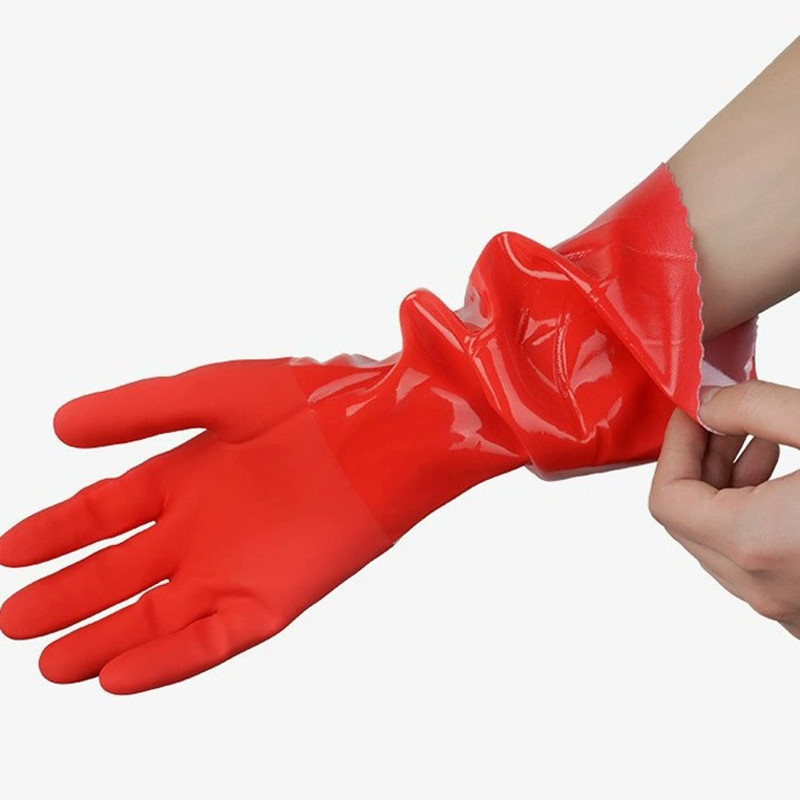 Γάντια εργασίας Chunlei 969-40 με επένδυση φλίς, PU αντίκρισμα κατά του κρύου, αντιολισθητικά, μακρυά και παχυνόμενα, latex γάντια για οικιακές δουλειές και πλύσιμο πιάτων