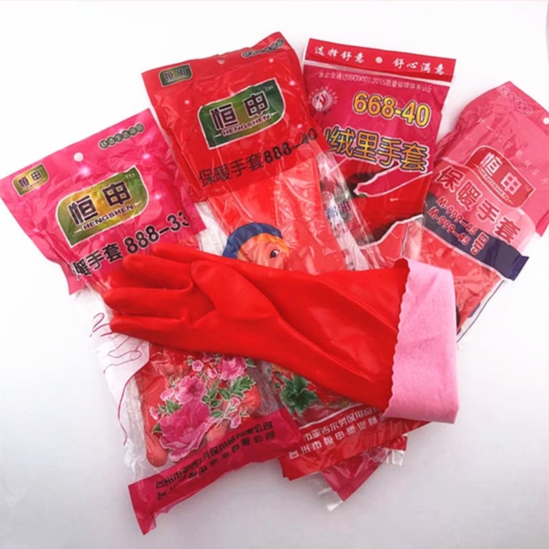 Γάντια εργασίας Chunlei 969-40 με επένδυση φλίς, PU αντίκρισμα κατά του κρύου, αντιολισθητικά, μακρυά και παχυνόμενα, latex γάντια για οικιακές δουλειές και πλύσιμο πιάτων