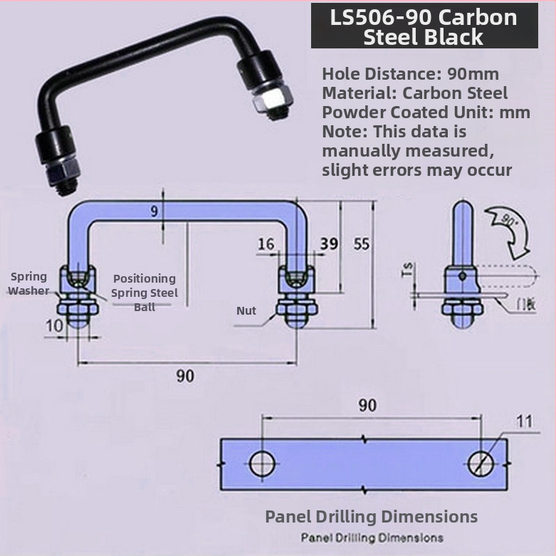 LS506 сгъваема дръжка за шкаф, 304 неръждаема стомана, хромирано покритие, повърхностно монтиране, за врата на шкаф