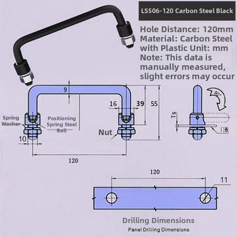 LS506 сгъваема дръжка за шкаф, 304 неръждаема стомана, хромирано покритие, повърхностно монтиране, за врата на шкаф