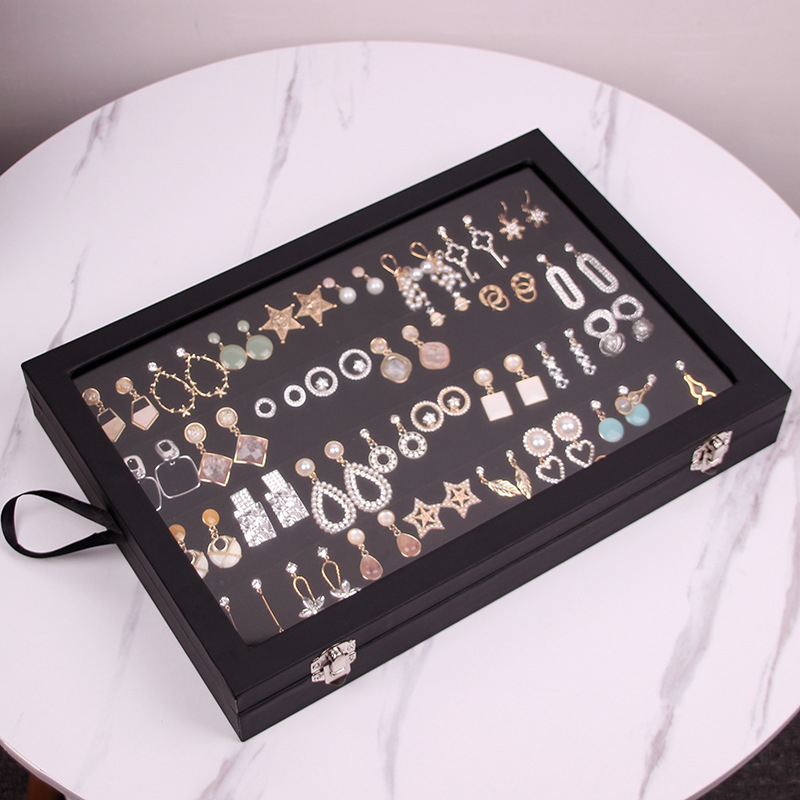 Κουτί αποθήκευσης κοσμημάτων με βάση επίδειξης για σκουλαρίκια, καρφάκια, κολιέ και δαχτυλίδια – Προστασία σκόνης, Μεγάλη χωρητικότητα, Υλικό: Χαρτί, Αγροτικό στυλ