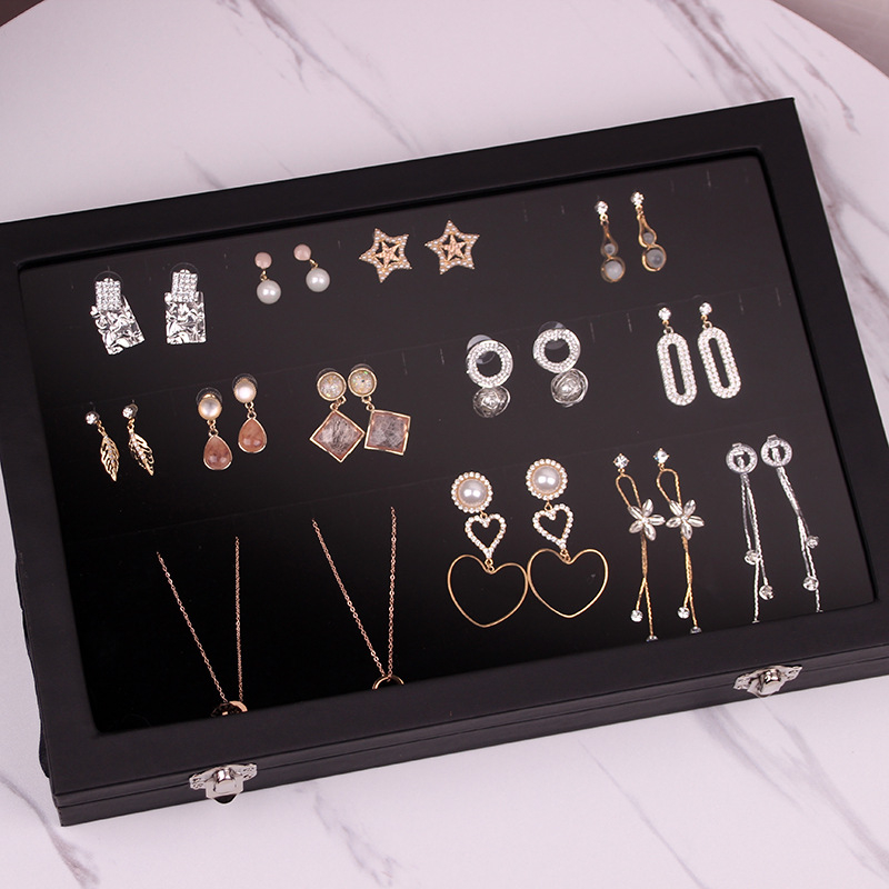 Κουτί αποθήκευσης κοσμημάτων με βάση επίδειξης για σκουλαρίκια, καρφάκια, κολιέ και δαχτυλίδια – Προστασία σκόνης, Μεγάλη χωρητικότητα, Υλικό: Χαρτί, Αγροτικό στυλ