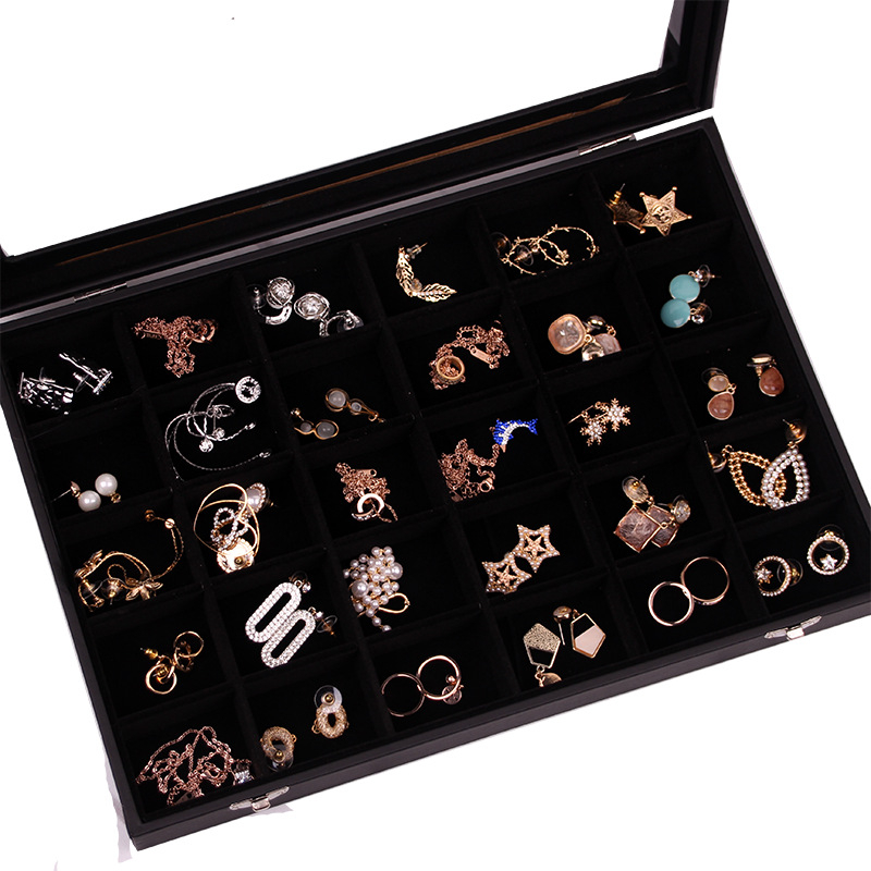 Κουτί αποθήκευσης κοσμημάτων με βάση επίδειξης για σκουλαρίκια, καρφάκια, κολιέ και δαχτυλίδια – Προστασία σκόνης, Μεγάλη χωρητικότητα, Υλικό: Χαρτί, Αγροτικό στυλ