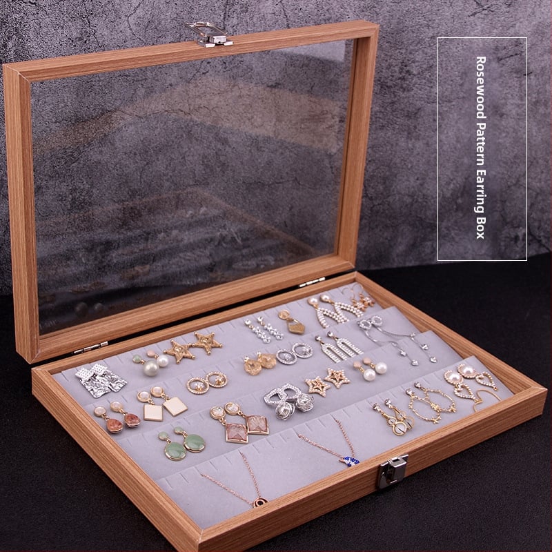 Κουτί αποθήκευσης κοσμημάτων με βάση επίδειξης για σκουλαρίκια, καρφάκια, κολιέ και δαχτυλίδια – Προστασία σκόνης, Μεγάλη χωρητικότητα, Υλικό: Χαρτί, Αγροτικό στυλ