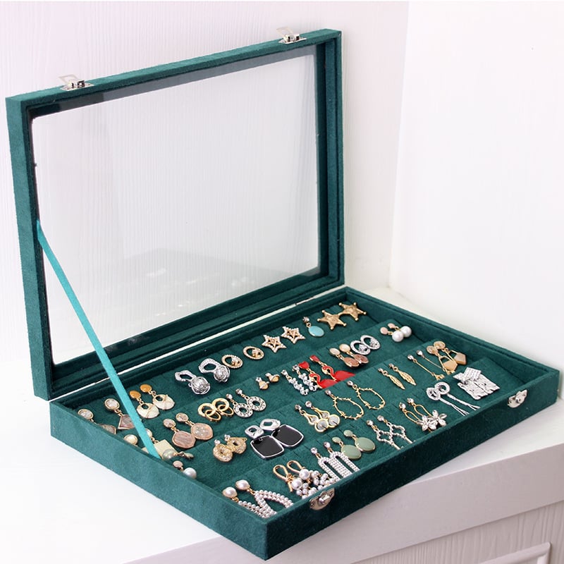 Κουτί αποθήκευσης κοσμημάτων με βάση επίδειξης για σκουλαρίκια, καρφάκια, κολιέ και δαχτυλίδια – Προστασία σκόνης, Μεγάλη χωρητικότητα, Υλικό: Χαρτί, Αγροτικό στυλ