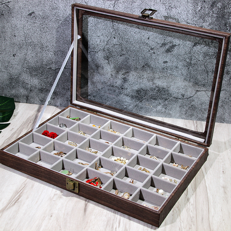 Κουτί αποθήκευσης κοσμημάτων με βάση επίδειξης για σκουλαρίκια, καρφάκια, κολιέ και δαχτυλίδια – Προστασία σκόνης, Μεγάλη χωρητικότητα, Υλικό: Χαρτί, Αγροτικό στυλ